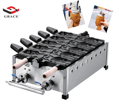 Commercial Sun Big Open Fish Egg Cake Ice Cream Gas Electric Taiyaki Making Machine